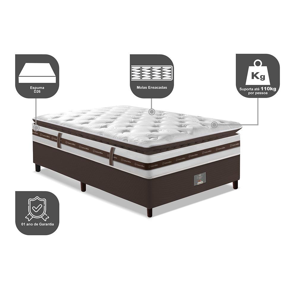 Cama Box Solteiro Colchão + Box 88x188 Molas Ensacadas Cama inBox Relax Pillow Café - 3