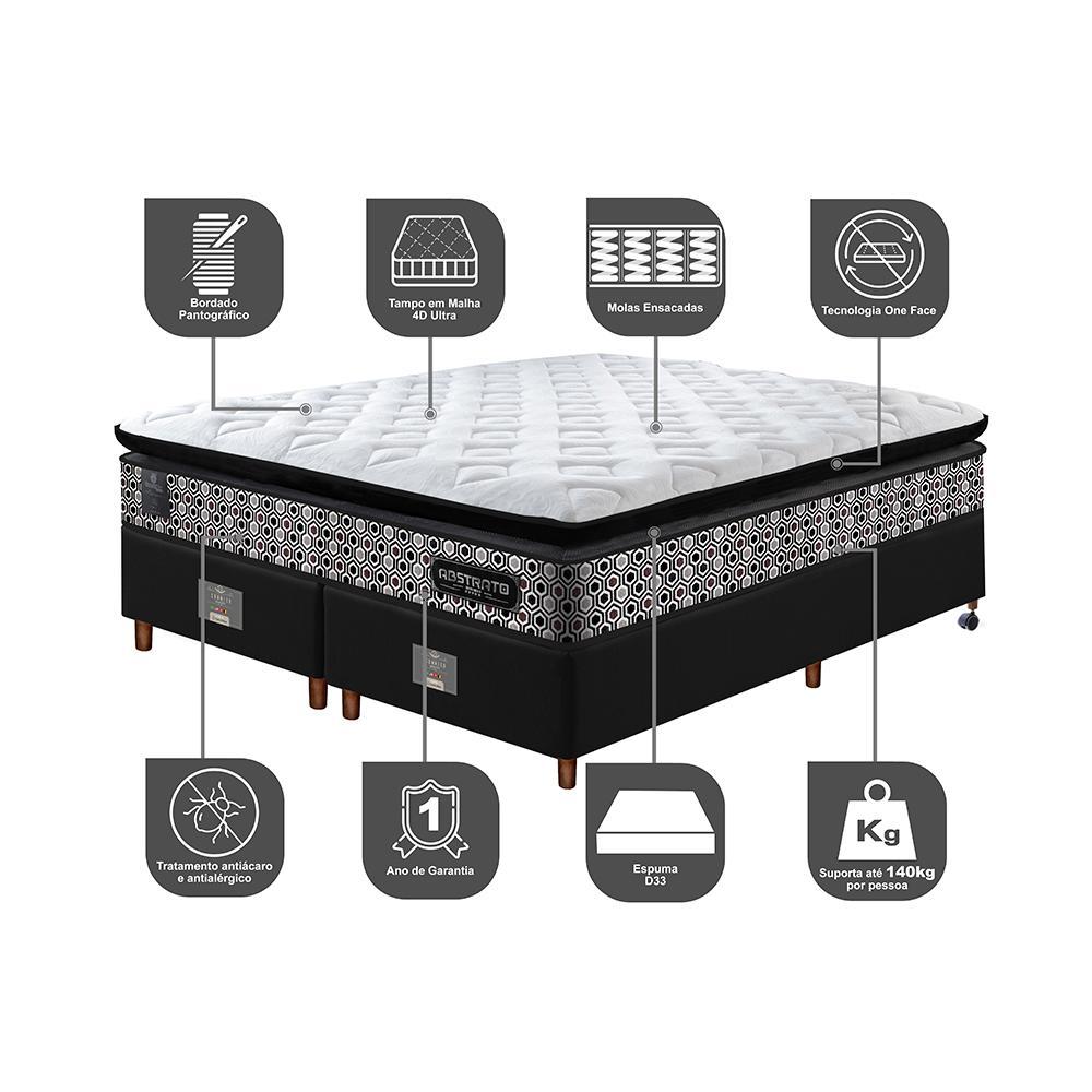 Cama Box Queen Colchão Pillow Top + Box 158x198x70 Molas Ensacadas Cama inBox Abstrato - 3