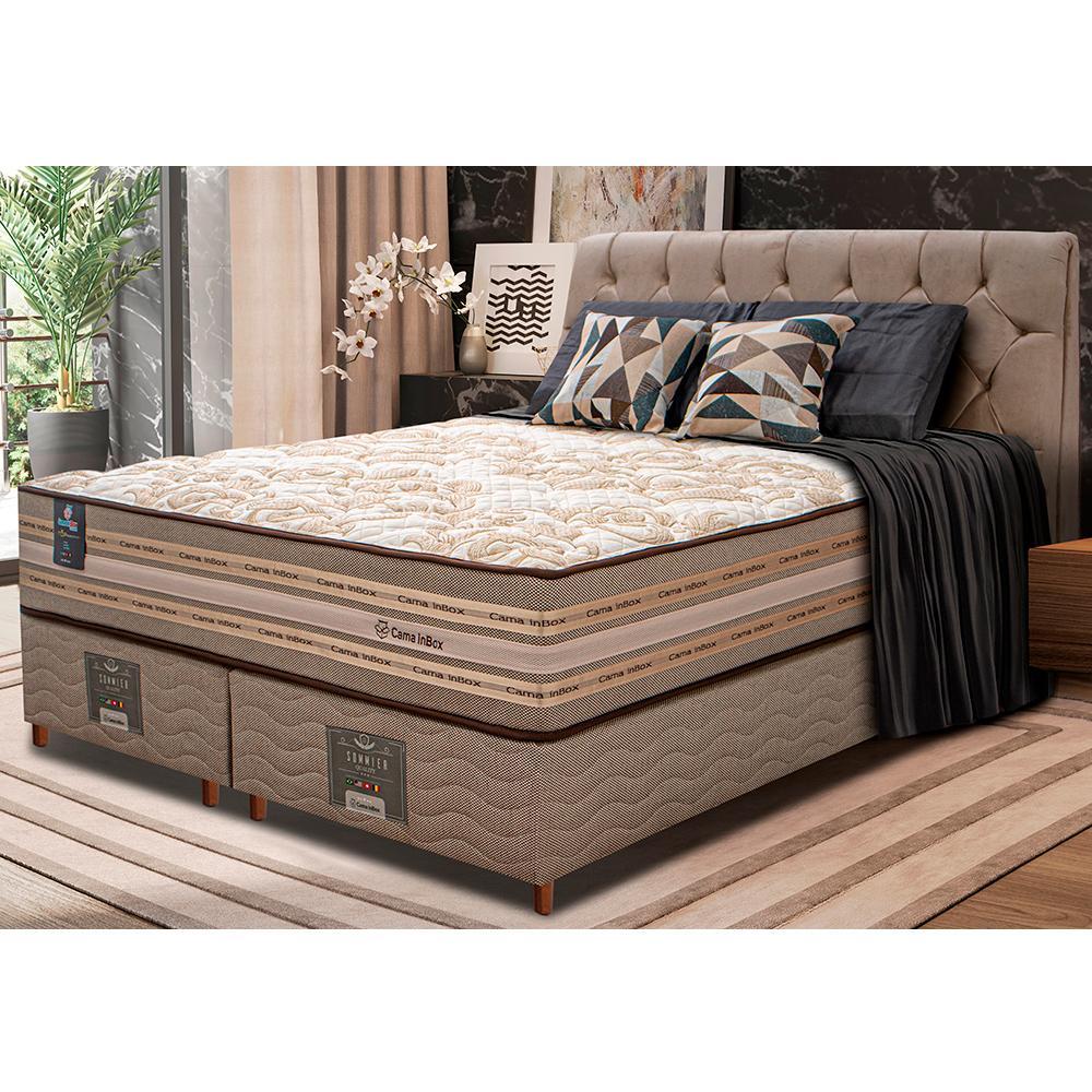 Cama Box King Colchão Pillow In + Box 193x203x72 Molas Ensacadas Cama inBox Duo Linem Bege - 1