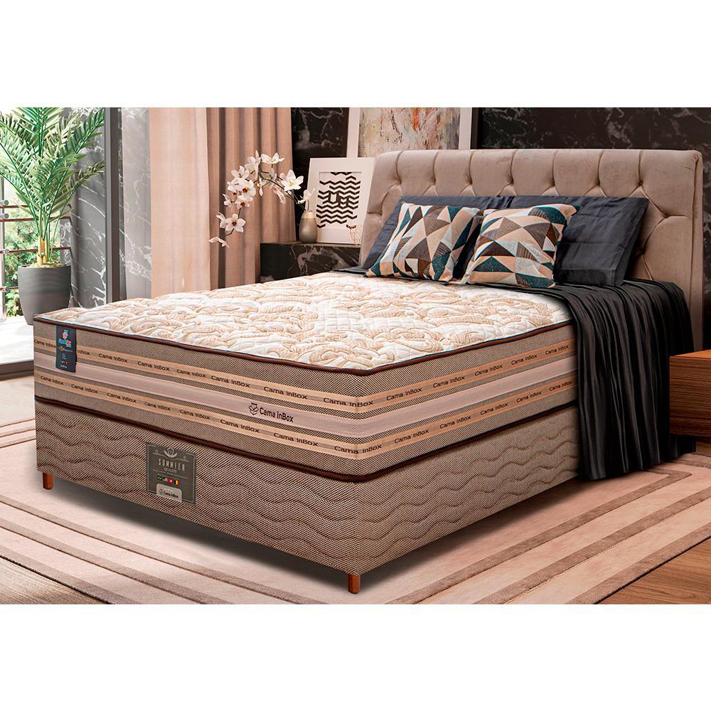 Cama Box Casal Colchão Pillow In + Box 138x188x72 Molas Ensacadas Cama inBox Duo Linem Bege - 1