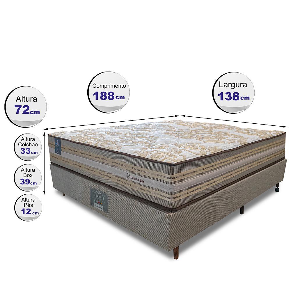 Cama Box Casal Colchão Pillow In + Box 138x188x72 Molas Ensacadas Cama inBox Duo Linem Bege - 2
