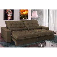Sofa Retrátil e Reclinável 2,92m com Molas Ensacadas Cama inBox Soft Tecido Suede Café - 1