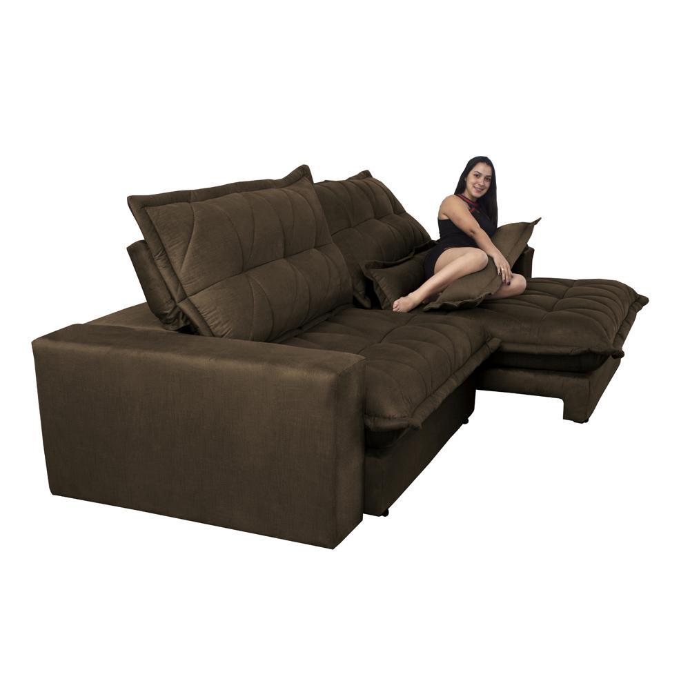 Sofa Retrátil e Reclinável 2,72m com Molas Ensacadas Cama inBox Soft Tecido Suede Café - 6