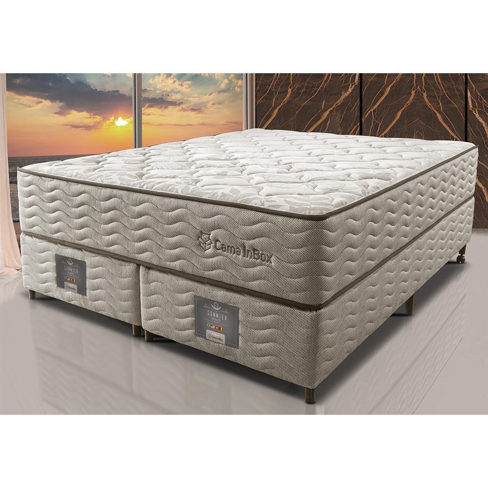 Cama Box King Colchão Euro + Box 193x203x71 Molas Ensacadas Cama inBox Ocean Bege - 1