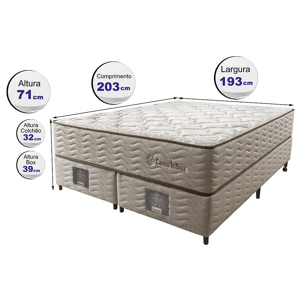 Cama Box King Colchão Euro + Box 193x203x71 Molas Ensacadas Cama inBox Ocean Bege - 2