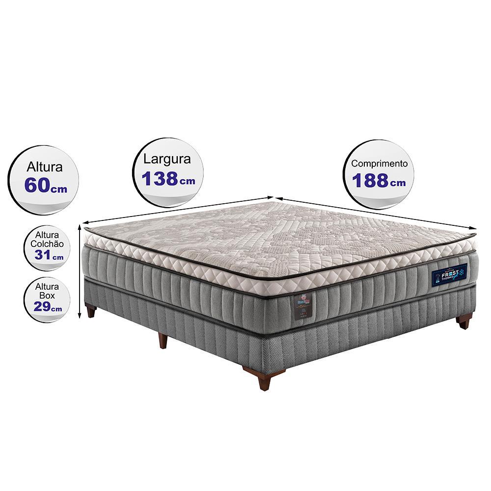 Cama Box Casal Colchão Euro Pillow +Box 138x188x60 Molas Ensacadas Cama inBox Frost ThermoGel Living - 2