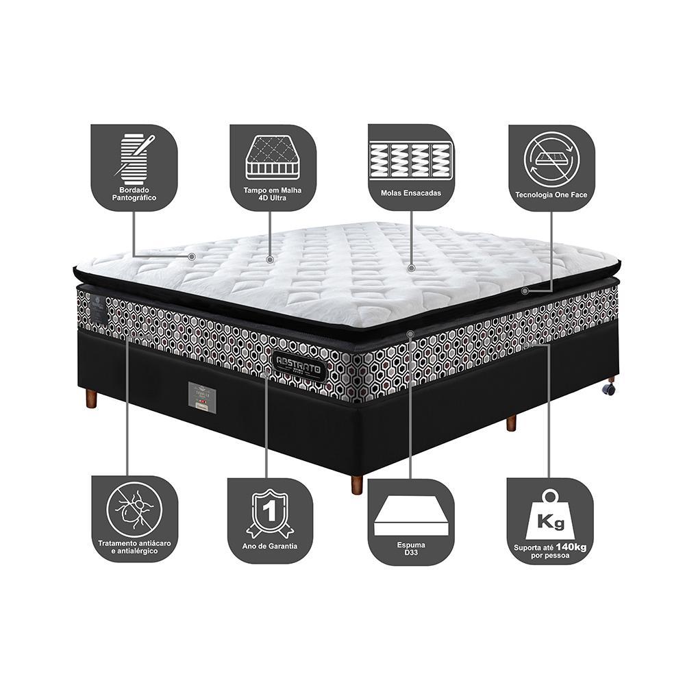 Cama Box Casal Colchão Pillow Top + Box 138x188x70 Molas Ensacadas Cama inBox Abstrato - 3