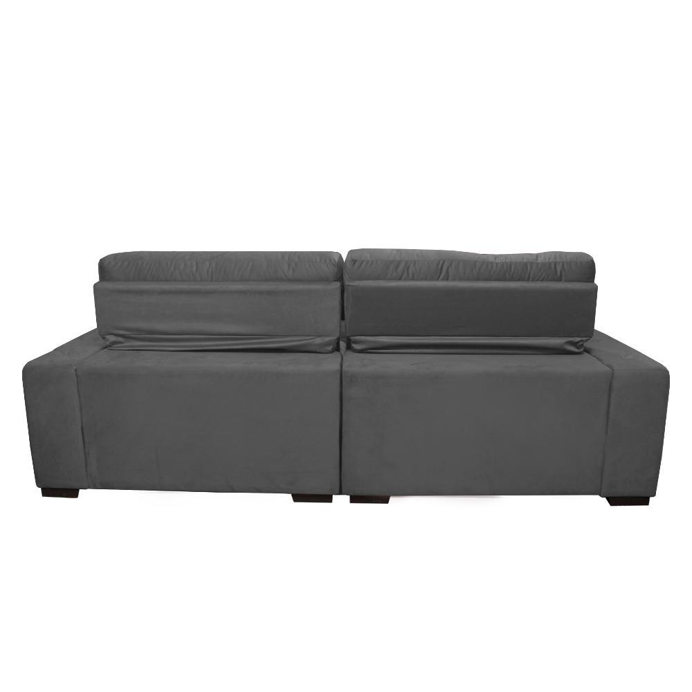 Sofá 2,12m Retrátil e Reclinável com Molas Cama inBox Confort Tecido Suede Velusoft Cinza - 5