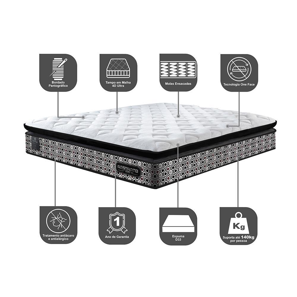 Colchão King Molas Ensacadas Pillow Top 193x203x31 Cama inBox Abstrato - 3
