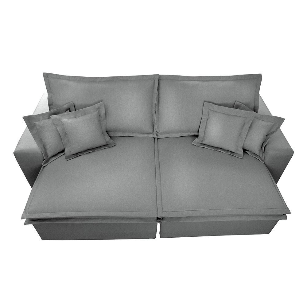 Sofa Retrátil e Reclinável com Molas Cama inBox Premium 2,72m tecido em linho Cinza Claro - 6