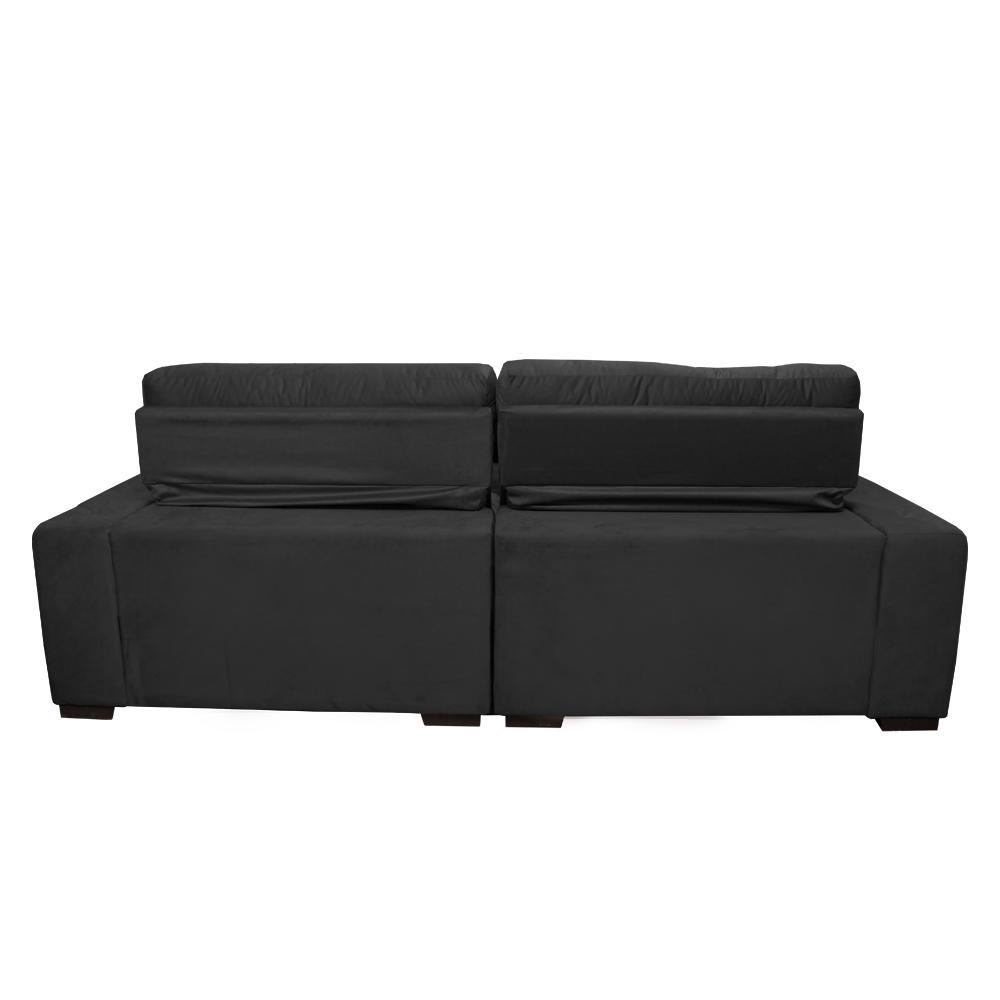 Sofá 2,02m Retrátil e Reclinável com Molas Cama inBox Confort Tecido Suede Velusoft Preto - 8
