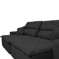 Sofá 2,02m Retrátil e Reclinável com Molas Cama inBox Confort Tecido Suede Velusoft Preto