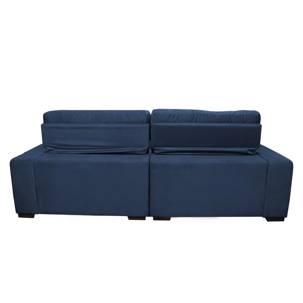 Sofá 2,12m Retrátil e Reclinável com Molas Cama inBox Confort Tecido Suede Velusoft Azul - 5