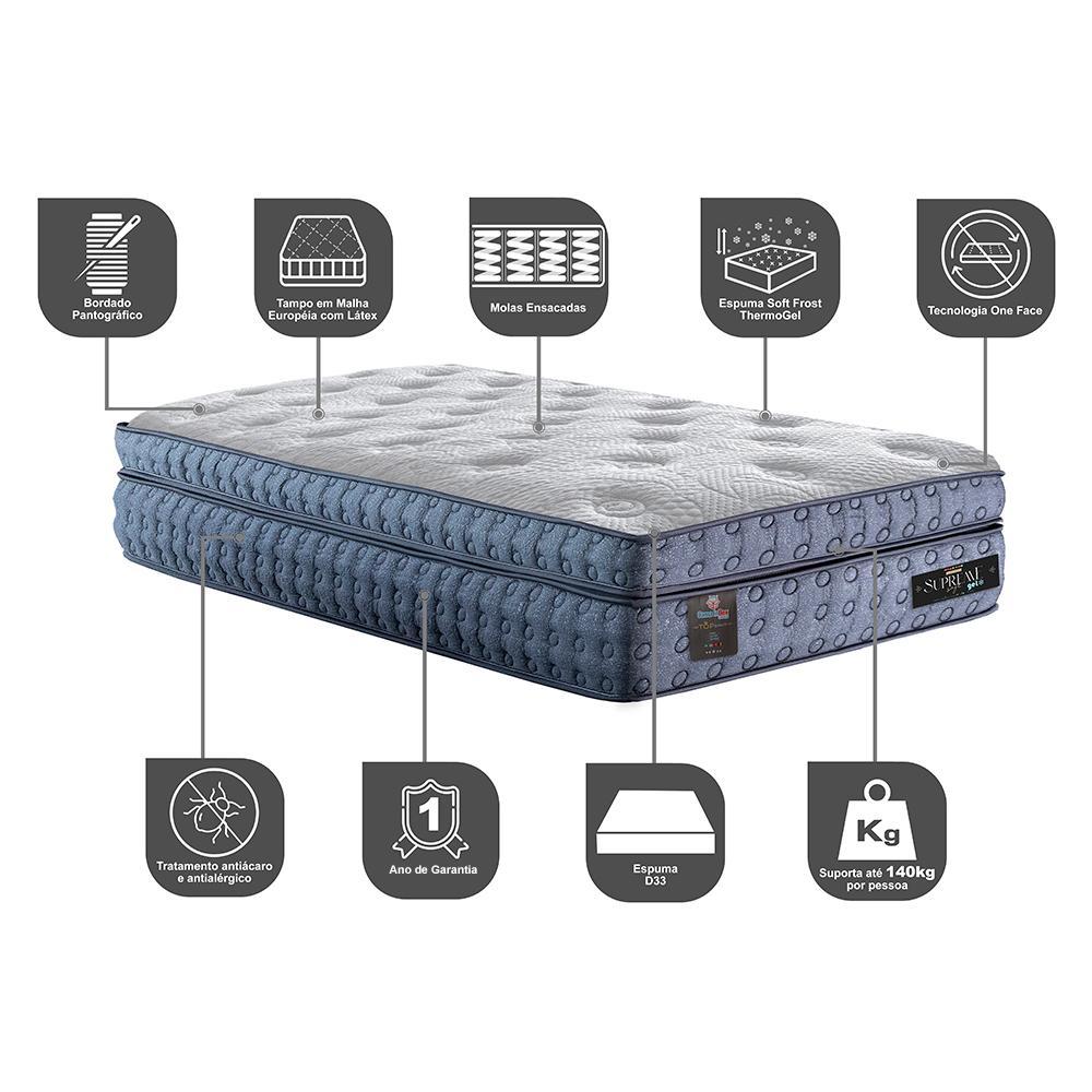 Colchão Solteiro Molas Ensacadas Euro Pillow 88x188x40 Cama inBox Supreme Confort Gel Living - 3