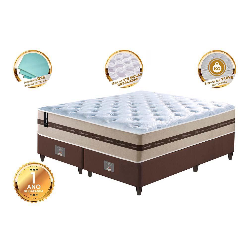 Conjunto Cama Box Queen (Colchão + Box) de Molas Ensacadas Cama inBox Smart 158x198x60 Bege - 3
