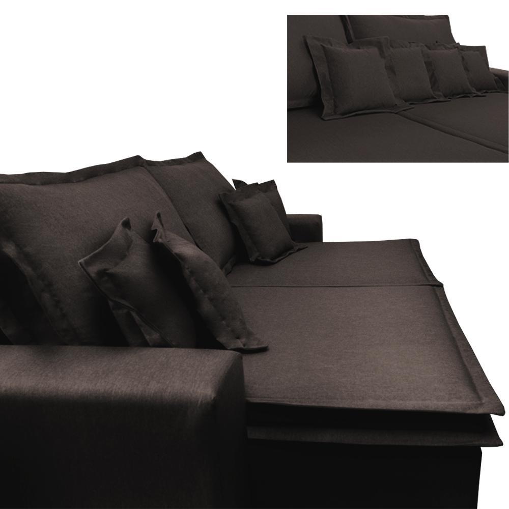 Sofa Retrátil e Reclinável com Molas Cama inBox Premium 3,12m tecido em linho Marrom - 5