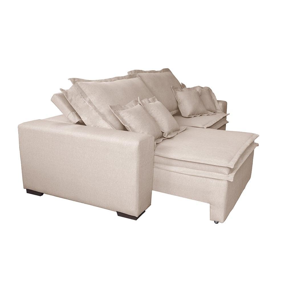 Sofa Retrátil e Reclinável com Molas Cama inBox Premium 3,12m tecido em linho Bege Claro - 8