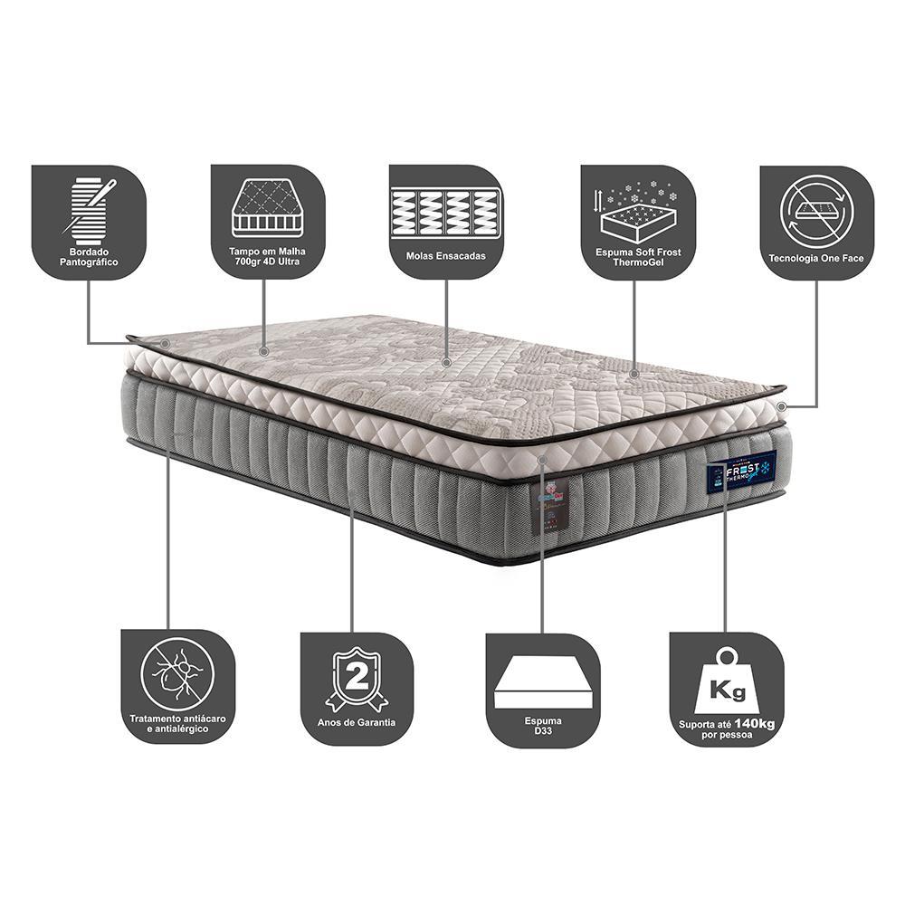 Colchão Solteiro Molas Ensacadas Euro Pillow 88x188x31 Cama inBox Frost ThermoGel - 3