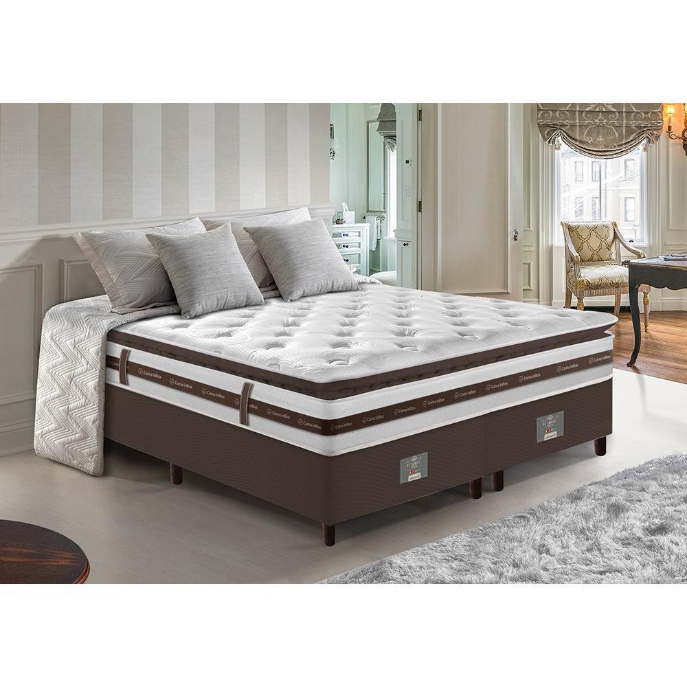 Cama Box Queen Colchão + Box 158x198 Molas Ensacadas Cama inBox Relax Pillow Café - 1
