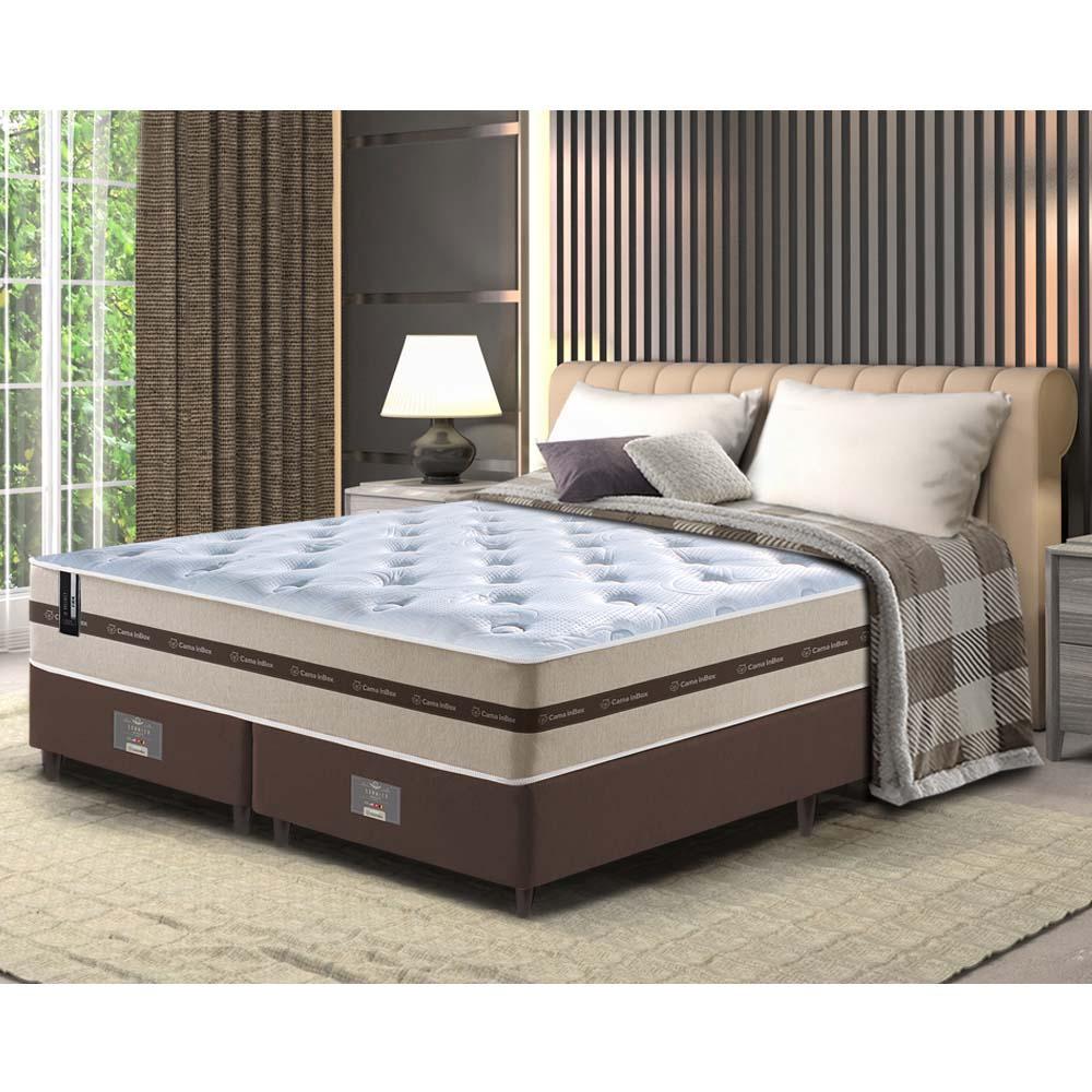 Conjunto Cama Box King (Colchão + Box) de Molas Ensacadas Cama inBox Smart 193x203x60 Bege - 1