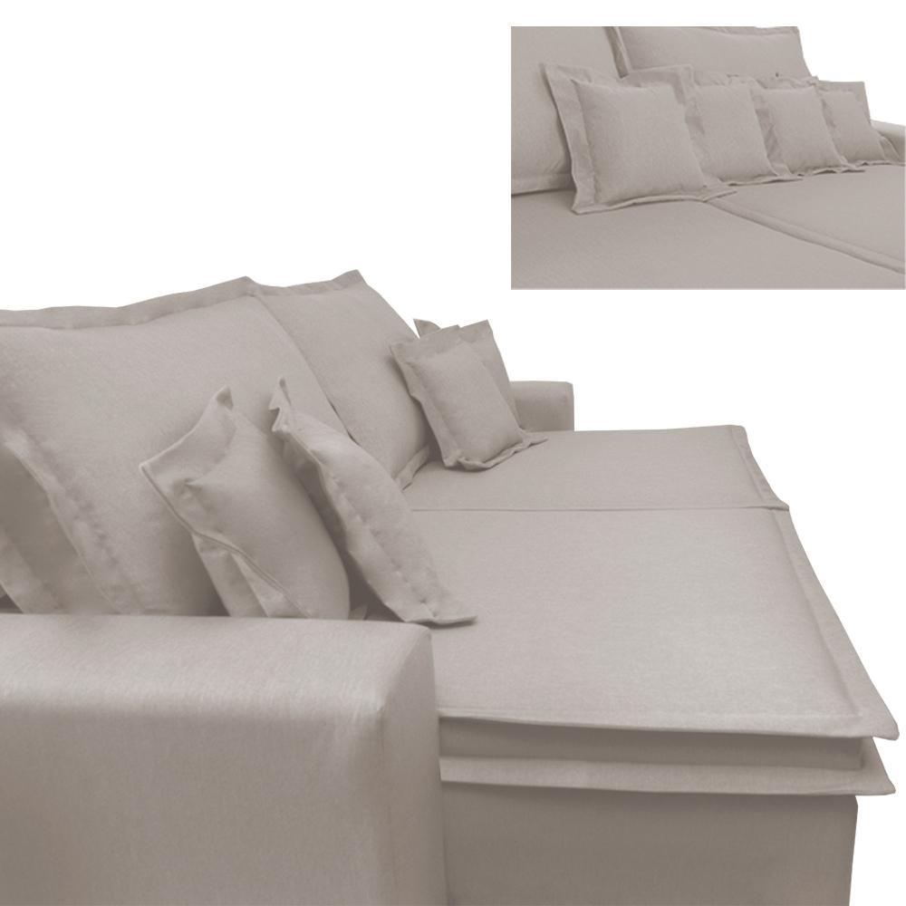 Sofa Retrátil e Reclinável com Molas Cama inBox Premium 2,92m tecido em linho Bege Claro - 5