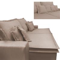 Sofa Retrátil e Reclinável com Molas Cama inBox Premium 2,72m tecido em linho Bege Escuro - 5