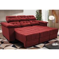 Sofa Itália 2,25 Mts Retrátil e Reclinavel Tecido Suede Vermelho - Cama InBox - 1