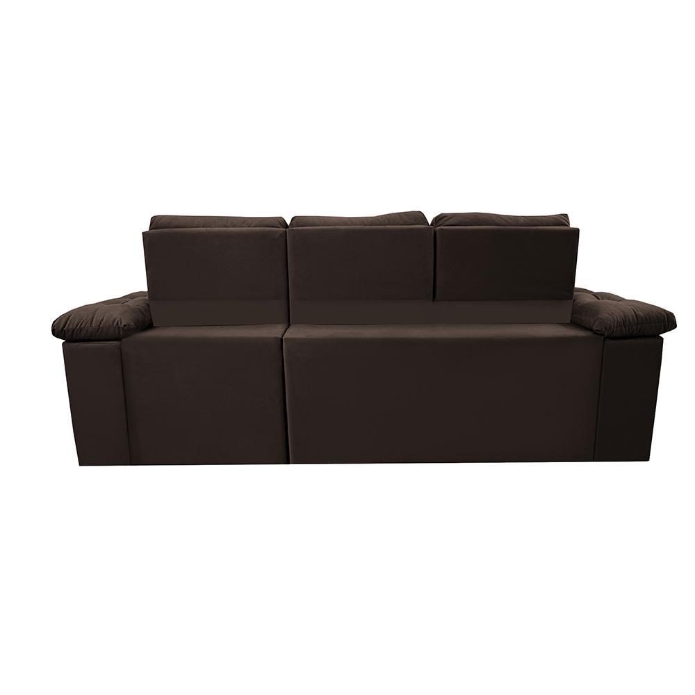 Sofa Itália 2,25 Mts Retrátil e Reclinavel Tecido Suede Café - Cama InBox - 6