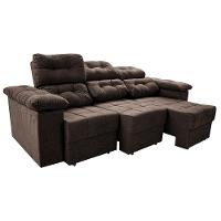 Sofa Itália 2,25 Mts Retrátil e Reclinavel Tecido Suede Café - Cama InBox - 8