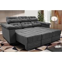 Sofa Itália 2,25 Mts Retrátil e Reclinavel Tecido Suede Cinza - Cama InBox - 1