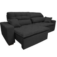 Sofá 2,52m Retrátil e Reclinável com Molas Cama inBox Confort Tecido Suede Velusoft Preto - 5