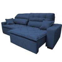 Sofá 2,22m Retrátil e Reclinável com Molas Cama inBox Confort Tecido Suede Velusoft Azul - 7