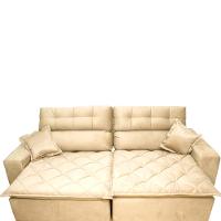 Sofá 2,32m Retrátil e Reclinável com Molas Cama inBox Confort Tecido Suede Velusoft Bege