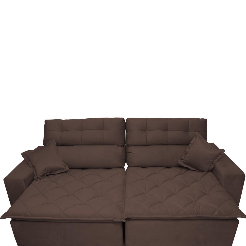 Sofá 2,22m Retrátil e Reclinável com Molas Cama inBox Confort Tecido Suede Velusoft Café - 4