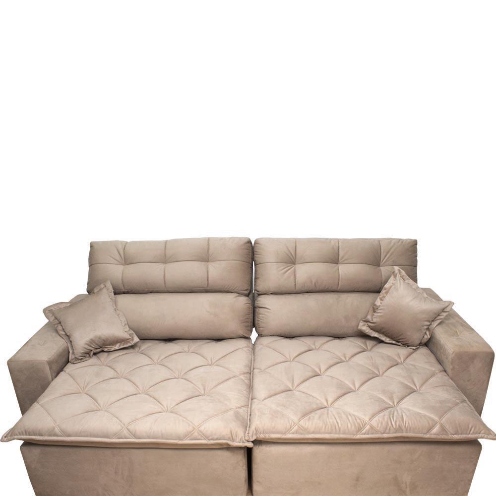 Sofá 2,42m Retrátil e Reclinável com Molas Cama inBox Confort Tecido Suede Velusoft Castor - 4