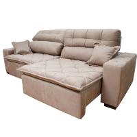 Sofá 2,42m Retrátil e Reclinável com Molas Cama inBox Confort Tecido Suede Velusoft Castor - 5