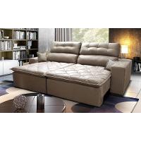 Sofá 2,82m Retrátil e Reclinável com Molas Cama inBox Confort Tecido Suede Velusoft Castor - 1
