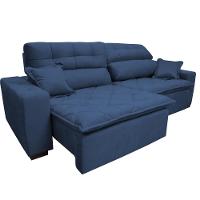 Sofá 2,72m Retrátil e Reclinável com Molas Cama inBox Confort Tecido Suede Velusoft Azul - 6