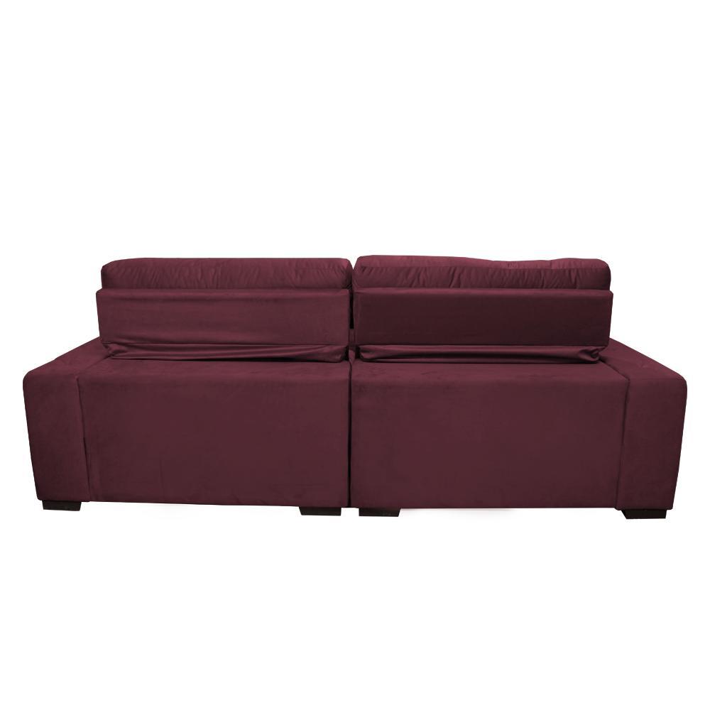 Sofá 2,62m Retrátil e Reclinável com Molas Cama inBox Confort Tecido Suede Velusoft Vinho - 6