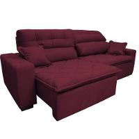 Sofá 2,82m Retrátil e Reclinável com Molas Cama inBox Confort Tecido Suede Velusoft Vinho - 5