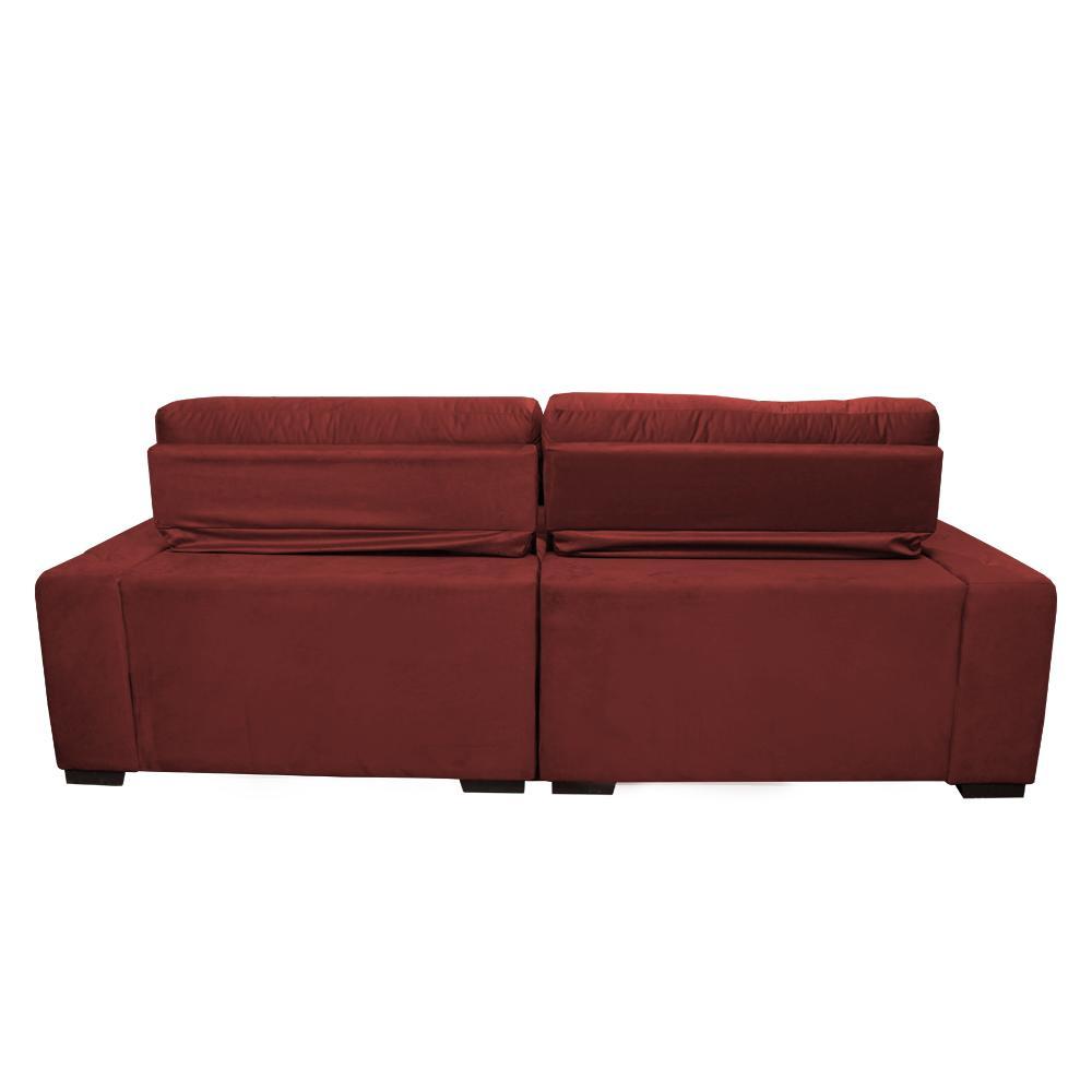 Sofá 2,82m Retrátil e Reclinável com Molas Cama inBox Confort Tecido Suede Velusoft Vermelho - 6