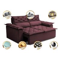 Sofá 3 Lugares Retrátil e Reclinável Cama inBox Compact 1,80m Velusoft Vinho - 3