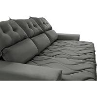 Sofá 3 Lugares Retrátil e Reclinável 2,00m Cama inBox Smal com bordado pantográfico Suede Cinza