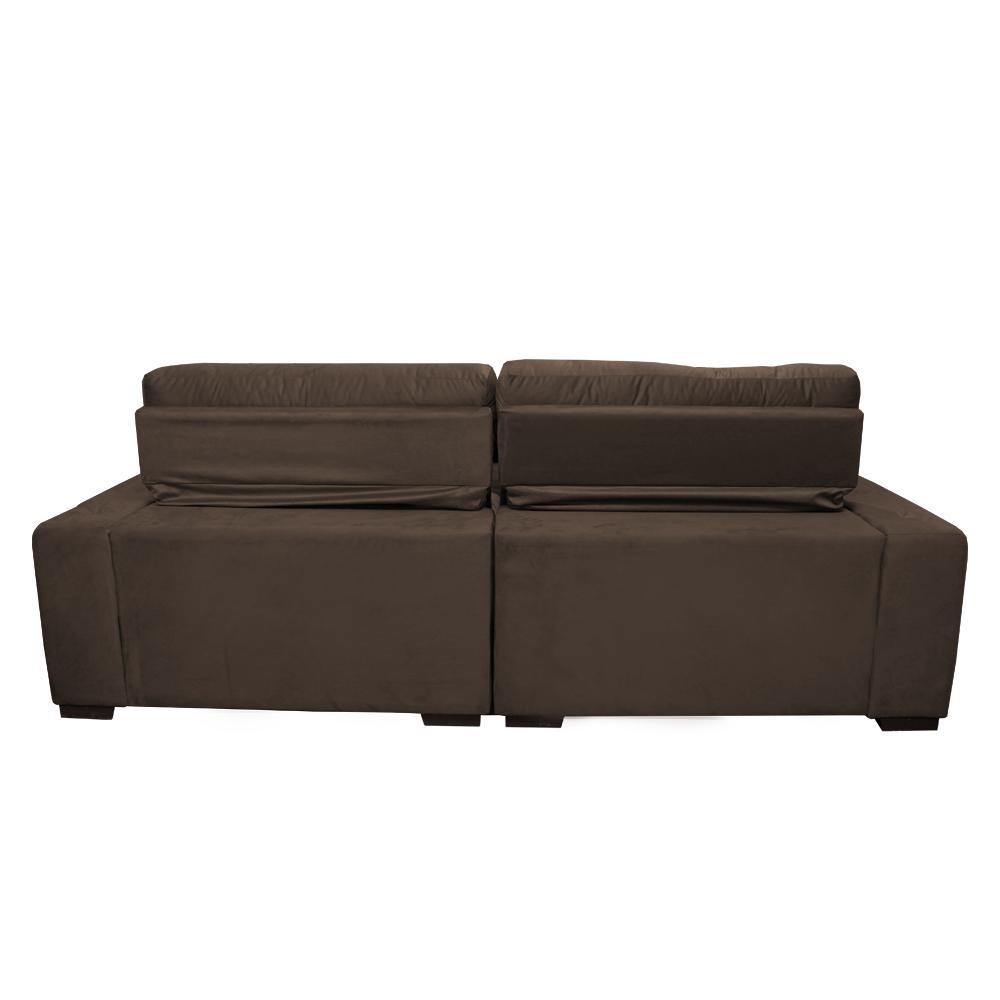 Sofá 3,02m Retrátil e Reclinável com Molas Cama inBox Confort Tecido Suede Velusoft Café - 5