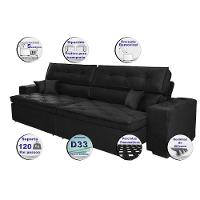Sofá Austin 2,02m Retrátil, Reclinável com Molas no Assento e Almofadas, Tecido Suede Preto - 3