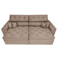 Sofá Austin 2,22m Retrátil, Reclinável com Molas no Assento e Almofadas, Suede Castor Cama inBox