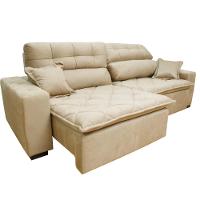Sofá 3,02m Retrátil e Reclinável com Molas Cama inBox Confort Tecido Suede Velusoft Bege - 5