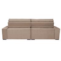 Sofá Austin 2,62m Retrátil, Reclinável com Molas no Assento e Almofadas, Tecido Suede Castor - 5