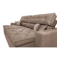 Sofá Austin 2,02m Retrátil, Reclinável com Molas no Assento e Almofadas, Suede Castor Cama inBox - 3