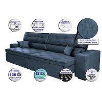 Sofá Austin 2,62m Retrátil, Reclinável com Molas no Assento e Almofadas, Tecido Suede Azul - 8